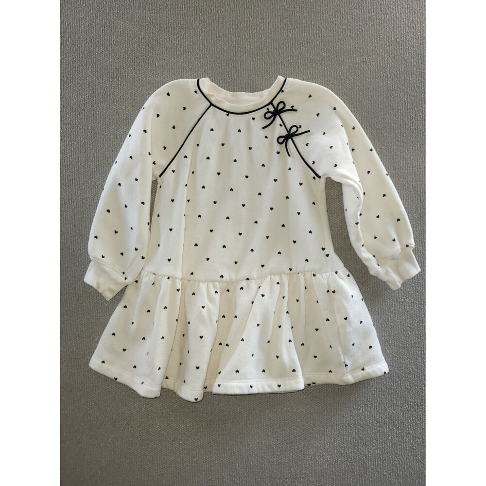 GAP Size 3 Years White Sweater Dress with Black Heart Accents